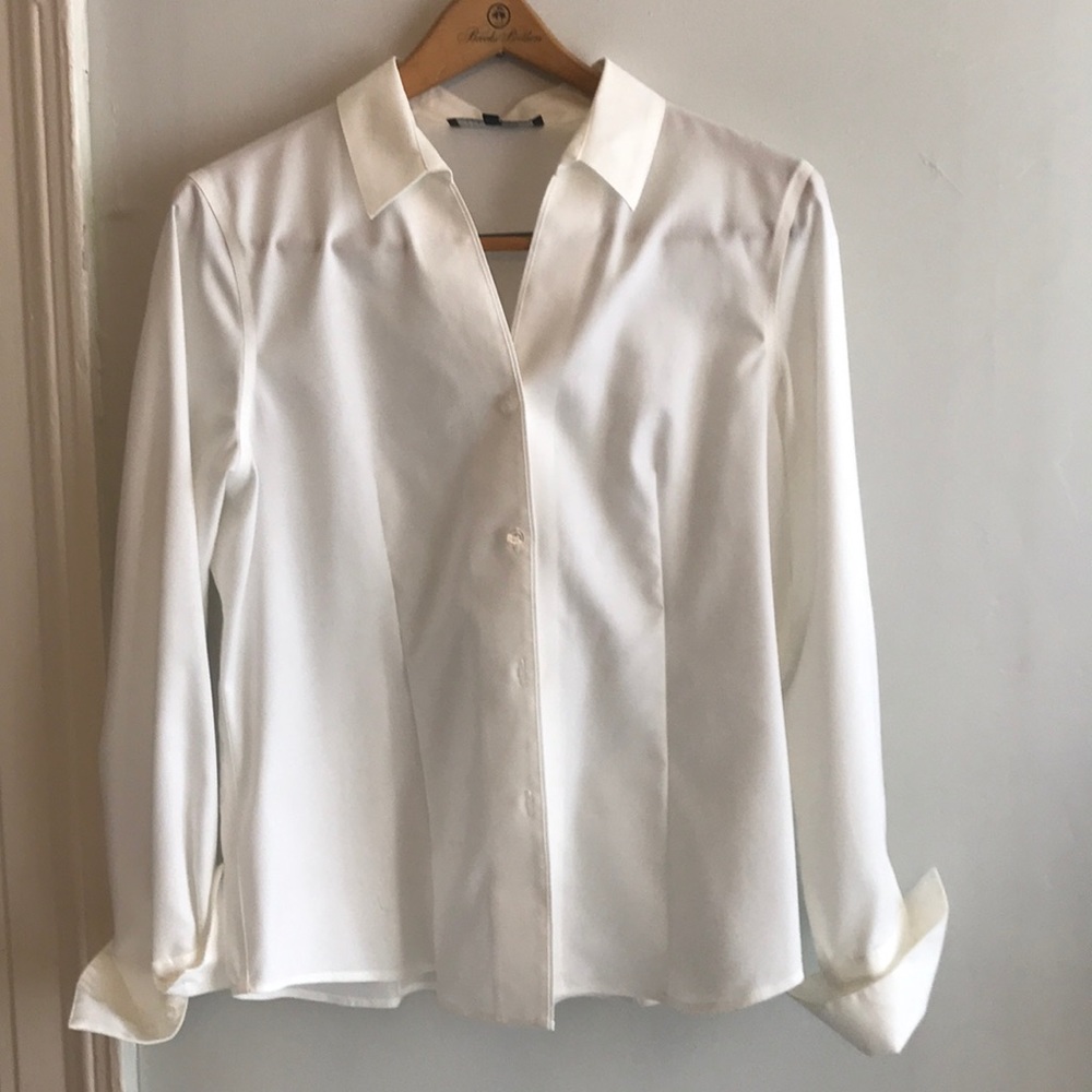 Jones New York Fitted White Cotton Shirt